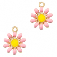 Basic Quality Metall Anh&auml;nger Blume Gold-pink