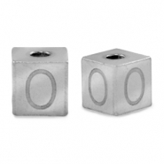 Stainless Steel - Rostfrei Stahl Perlen Buchstaben O Silber