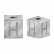 Stainless Steel - Rostfrei Stahl Perlen Buchstaben H Silber