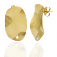 Ohrringe aus Stainless Steel - Rostfreiem Stahl Ohrstecker Oval mit Öse Gold