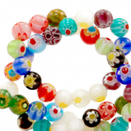 Millefiori-Perlen rund Blume 6mm Multicolour