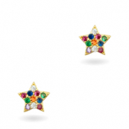 Zirkonia brass elements Rainbow little Star Gold