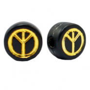 Buchstaben Perlen aus Acryl peace Black-gold