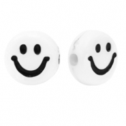 Buchstaben Perlen aus Acryl Smiley White-black
