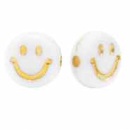 Buchstaben Perlen aus Acryl Smiley White-gold