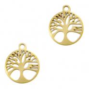 Stainless Steel - Rostfrei Stahl Anh&auml;nger Tree of Life Gold