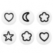 Buchstaben Perlen aus Acryl Ikone Mix White-black