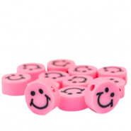 Polymer Perlen Smiley Neon pink