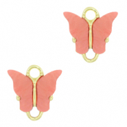 Resin Anhänger Zwischenstück Schmetterling Gold-coral red