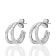 Ohrringe aus Stainless Steel - Rostfreiem Stahl Ohrstecker Creolen Silber