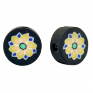 Polymer Perlen Blume Black-yellow
