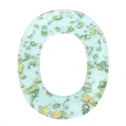 Resin Anh&auml;nger Oval Turquoise blue gold-transparent