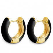 Trendy Ohrringe Creolen Enamel 15mm Black-gold