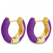 Trendy Ohrringe Creolen Enamel 15mm Purple-gold