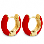 Trendy Ohrringe Creolen Enamel 15mm Red-gold