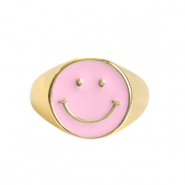 Trendy Ringe Enamel Smiley Pink-gold