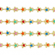 Brass TQ Metall Gliederkette Blumen Gold-multicolour