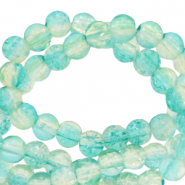 4 mm Glasperlen crackle Bleached aqua blue