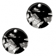Resin Anh&auml;nger rund 12mm Silver-black
