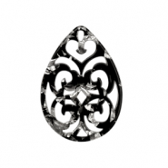 Resin Anh&auml;nger Barock Tropfen Silver-black