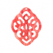 Resin Anh&auml;nger Rhombus Barock Living coral pink