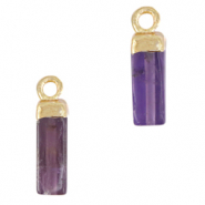 Naturstein Anhänger Amethyst Tube Purple-gold