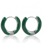 Ohrringe aus Stainless Steel - Rostfreiem Stahl Creolen Enamel 16mm Sacramento green-silver