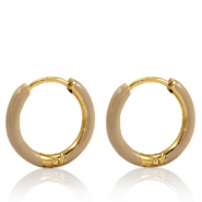 Ohrringe aus Stainless Steel - Rostfreiem Stahl Creolen Enamel 14mm Nude brown-gold