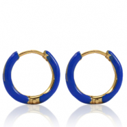 Ohrringe aus Stainless Steel - Rostfreiem Stahl Creolen Enamel 14mm Cobalt blue-gold