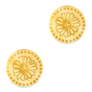 Plexx Cabochons 12mm Geburtsblume April-G&auml;nsebl&uuml;mchen Gold
