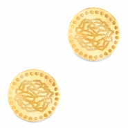 Plexx Cabochons 12mm Geburtsblume Januar-Nelke Gold