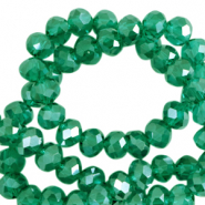 Top Glas Facett Perlen 4x3mm rondellen Lake green-pearl shine coating