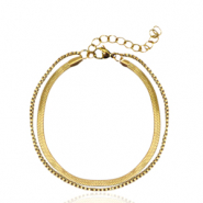 Armb&auml;nder aus Stainless Steel - Rostfreiem Stahl 2 layer Schlangenkette Gold