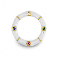 Brass TQ Metall Anhänger Zwischenstück Zirkonia Gold-white