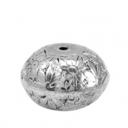Metallook Perlen TQ Disc Blume Antik silber