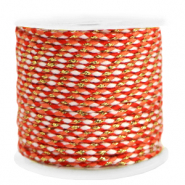 Trendy Kordel geflochten 2mm Gold-orange red white