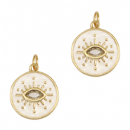 Brass TQ Metall Anhänger Auge der Vorsehung Enamel Gold-white