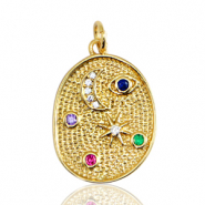 Brass TQ Metall Anhänger Mond und Stern Gold