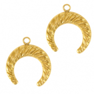 Stainless Steel - Rostfrei Stahl Anh&auml;nger Mond Gold