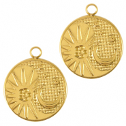 Stainless Steel - Rostfrei Stahl Anh&auml;nger Sonne & Mond Gold