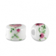 Perlen Keramik Disc White-berry pink