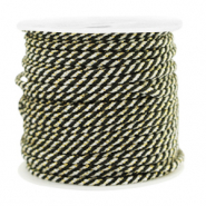 Makramee Band twisted 1.5mm Gold-black white