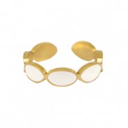Ringe aus Stainless Steel - Rostfreiem Stahl Enamel Oval White-gold