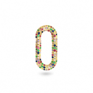 Zirkonia Rainbow Zwischenstück Oval Gold