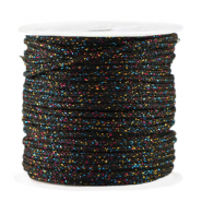 Makramee Band geflochten 2mm Black-multicolor glitter