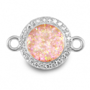Brass TQ Metall Anhänger Zwischenstück 12mm Enamel Silver-light pink