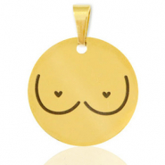 Stainless Steel - Rostfrei Stahl Anh&auml;nger Br&uuml;ste Gold