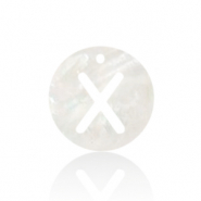 Muschel Anh&auml;nger S&uuml;&szlig;wasserperlmutt Buchstaben X White (Naturliche Farbe Muschel)