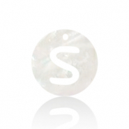 Muschel Anh&auml;nger S&uuml;&szlig;wasserperlmutt Buchstaben S White (Naturliche Farbe Muschel)