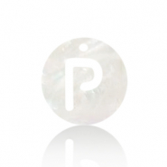 Muschel Anh&auml;nger S&uuml;&szlig;wasserperlmutt Buchstaben P White (Naturliche Farbe Muschel)